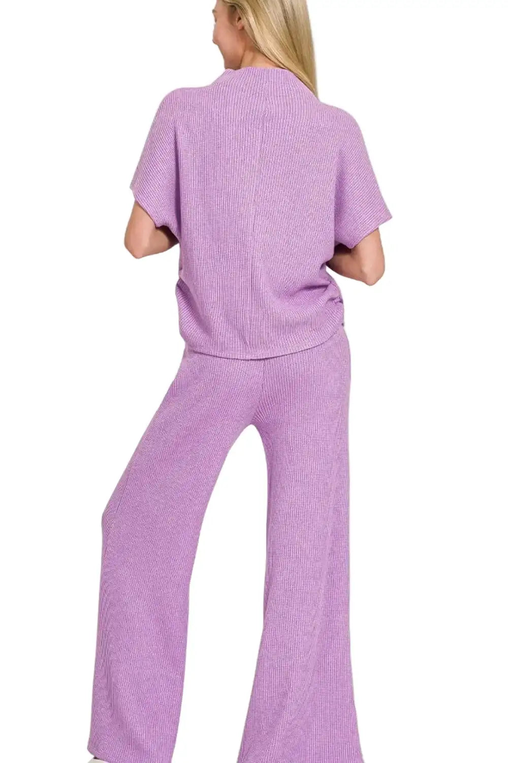 Zenana Sweater Mock Neck Top & Long Pants Set West2East Surf