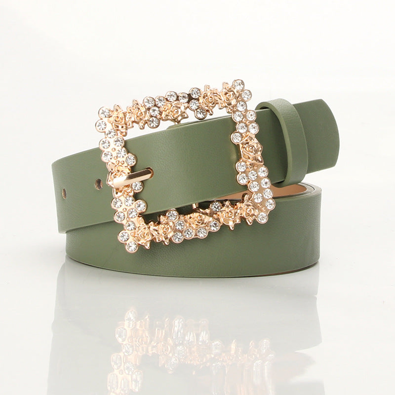 2023 Women'S Fashion Accessory, Elegant Alloy Rhinestone Pin Buckle Belt, Versatile Dress Decorative Accessory, Casual & Sporty Style, Hand Washable - Ideal for Weekend and Festive Occasions, Weekend Casual Wear|Elegant Acces NovaCart