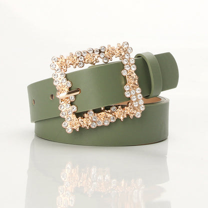 2023 Women'S Fashion Accessory, Elegant Alloy Rhinestone Pin Buckle Belt, Versatile Dress Decorative Accessory, Casual & Sporty Style, Hand Washable - Ideal for Weekend and Festive Occasions, Weekend Casual Wear|Elegant Acces NovaCart