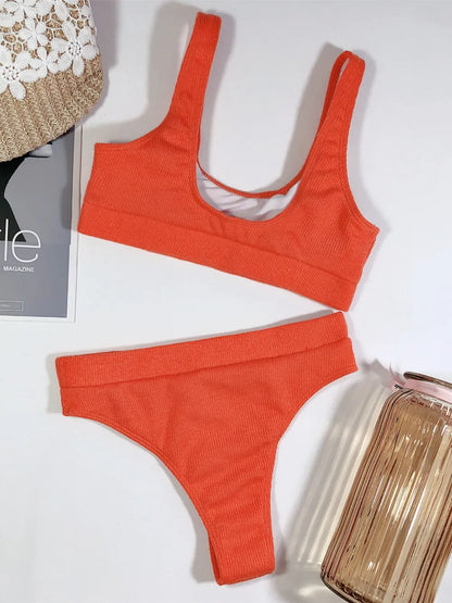 Scoop Neck Wide Strap Two-Piece Swim Set New Era Fashion LLc
