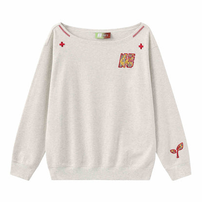 Women’s Slanted Shoulder Embroidered Long-Sleeve Top FitiqueFit