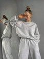 Women's Crewneck Sweatshirt & Jogger Pants Two-Piece Set – Loose Fit FitiqueFit