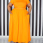 Plus Size Solid Short Sleeve Maxi Dress, Women's Plus Medium Stretch Elegant Long Dress NovaCart
