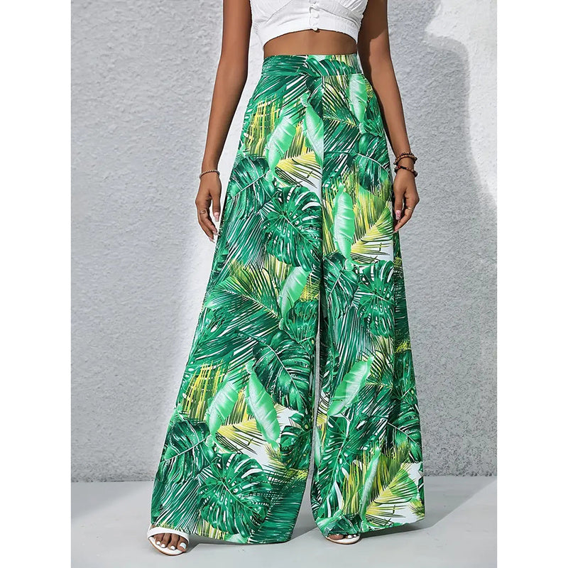 Women’s Printed High‑Waist Wide‑Leg Palazzo Pants FitiqueFit