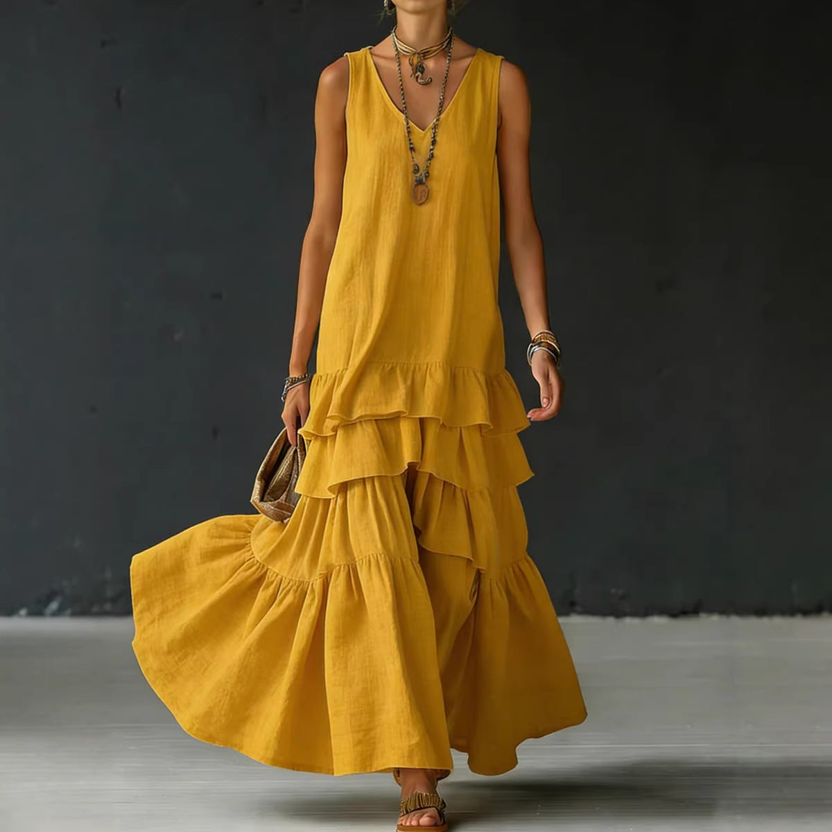 Women's Ice Silk Sleeveless Loose Maxi Dress – 6 Colors S–5XL FitiqueFit