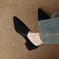 Women's Suede Pointed Toe Chunky Heel Pumps – Deep Vamp Low Heel FitiqueFit
