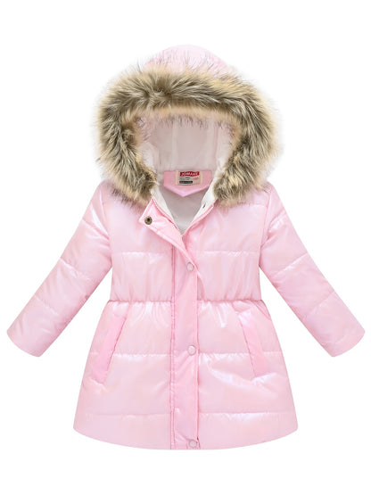 New Winter Collection for Older Kids: Unisex Mid-Length Glossy Thickened Hooded Jacket NovaCart