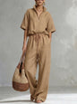 Women's Zip-Up Crew-Neck Top & Wide-Leg Pants Set FitiqueFit