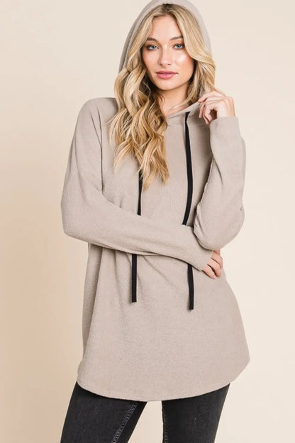 BOMBOM Contrast Drawstring Drop Shoulder Knit Hoodie New Era Fashion LLc