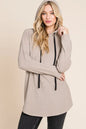 BOMBOM Contrast Drawstring Drop Shoulder Knit Hoodie New Era Fashion LLc