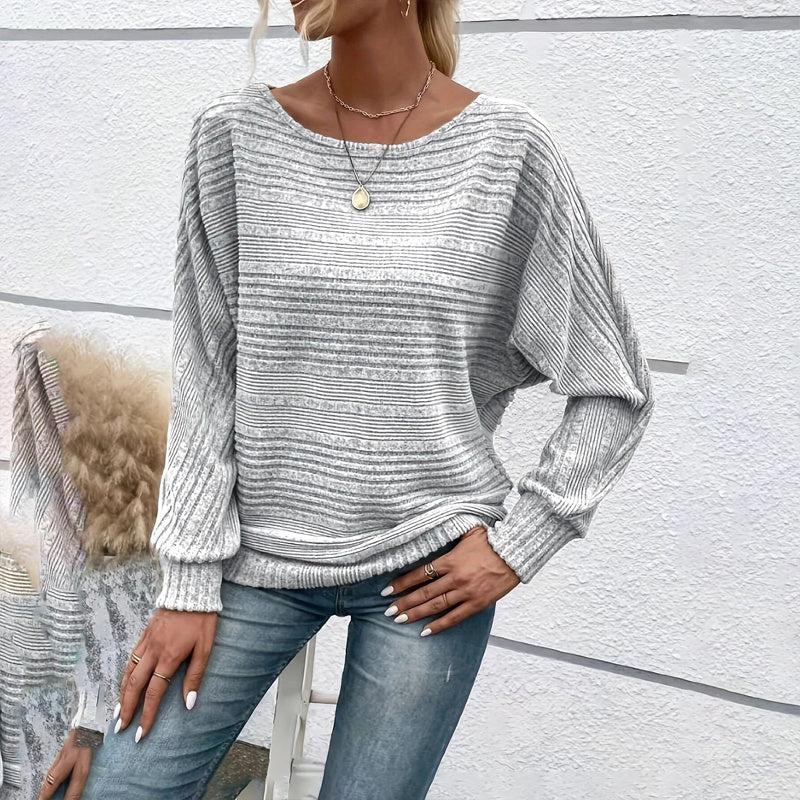 Women’s Textured Round-Neck Long-Sleeve Pullover FitiqueFit