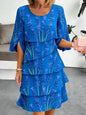 Full Size Floral Print Ruffle Hem Dress Plus Size New Era Fashion LLc