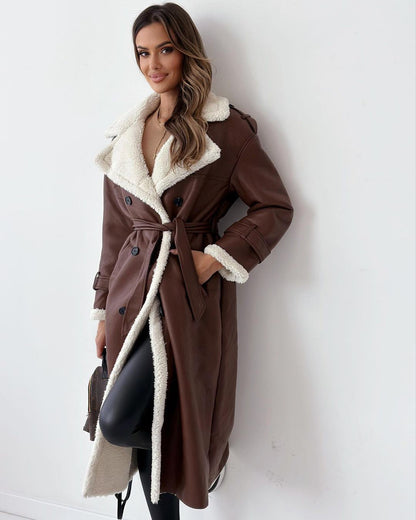 Women’s Belted Double-Breasted Winter Trench Coat FitiqueFit