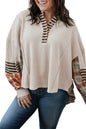 Parchment Plus Size Waffle Striped Plaid Patchwork Henley Pullover Garden Naked Curves