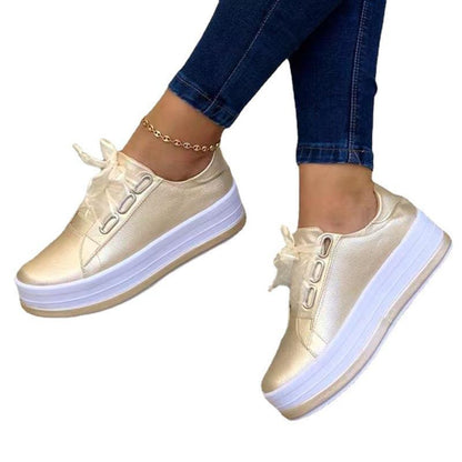 Single Large Size Casual European And American Lace-up Flat Round Toe Platform Women's Shoes See size chart under “more details” The Fashion Celestial