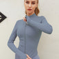 [Activewear Zipper Jacket] Women's Activewear Full Zipper Jacket - Solid Color Turtle Neck Long Sleeve With Thumb Hole For Fitness & Sports NovaCart