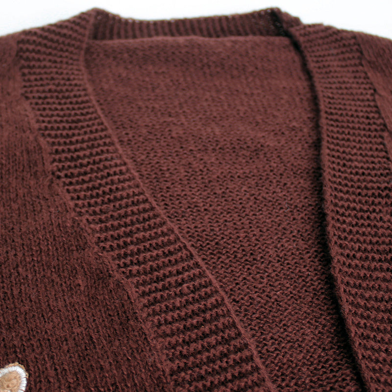 Gingerbread Man Knit Cardigan with Ribbed Cuffs FitiqueFit