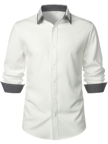 Men'S Color-Blocked Checkered Casual Long-Sleeve Shirt NovaCart