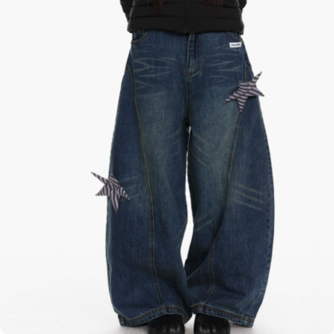 Washing Curved Knife Straight Leg Wide Leg Workwear Jeans For Women See size chart under “more details” The Fashion Celestial
