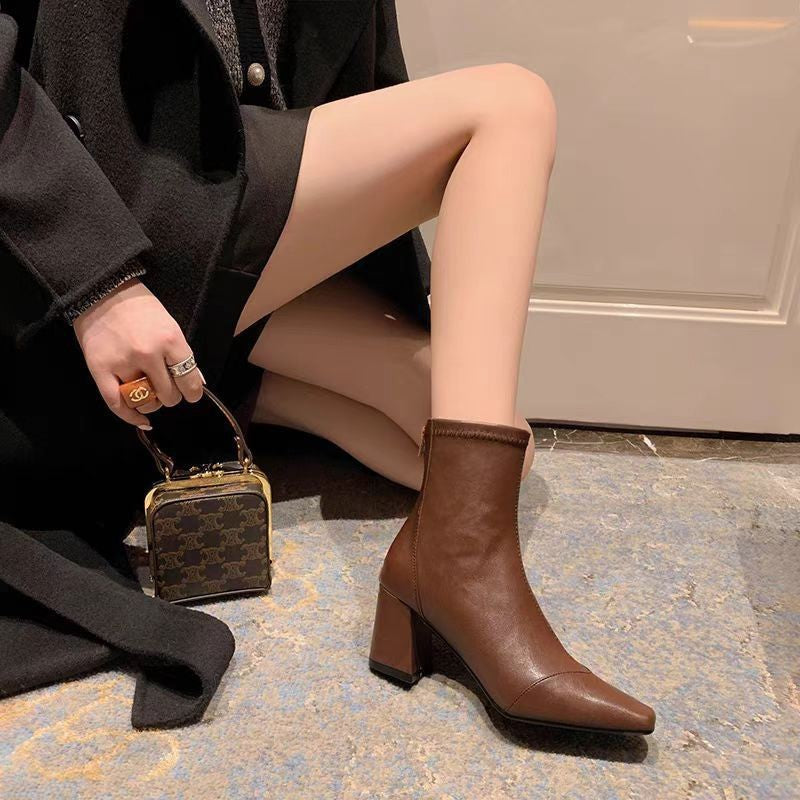 Soft Leather Zip-Back Velvet-Lined Skinny Boots — Sleek Heels FitiqueFit