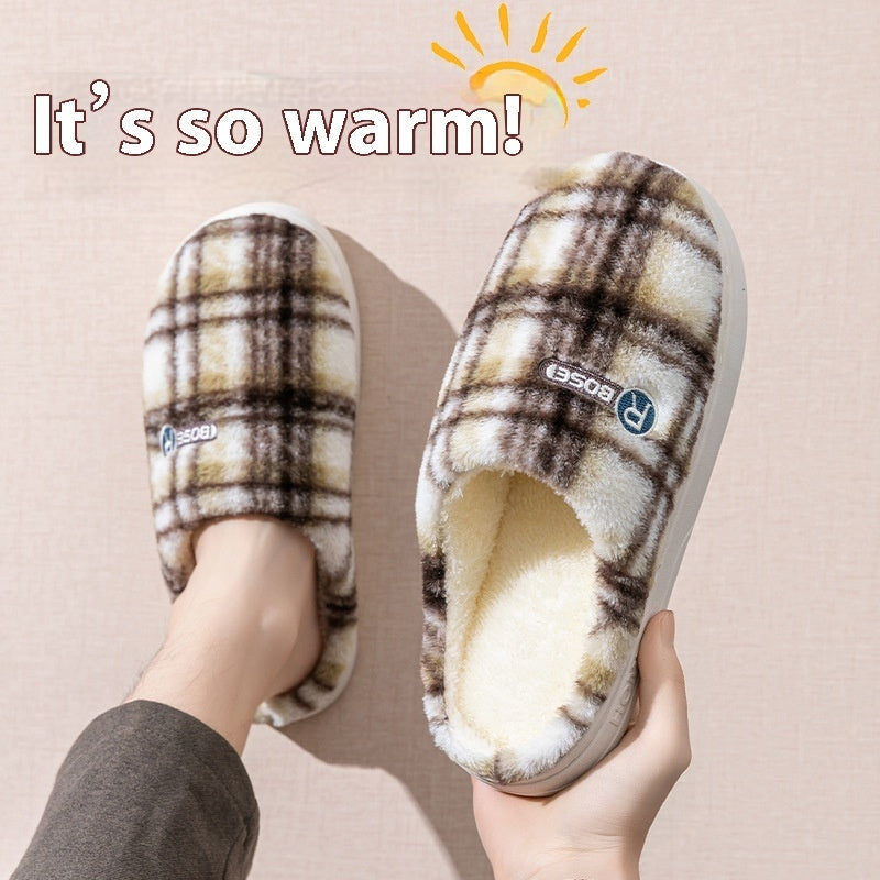 Women's Home Plush Warm Non-slip Plaid Cotton Shoes See size chart under “more details” The Fashion Celestial