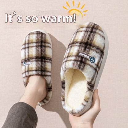Women's Home Plush Warm Non-slip Plaid Cotton Shoes See size chart under “more details” The Fashion Celestial
