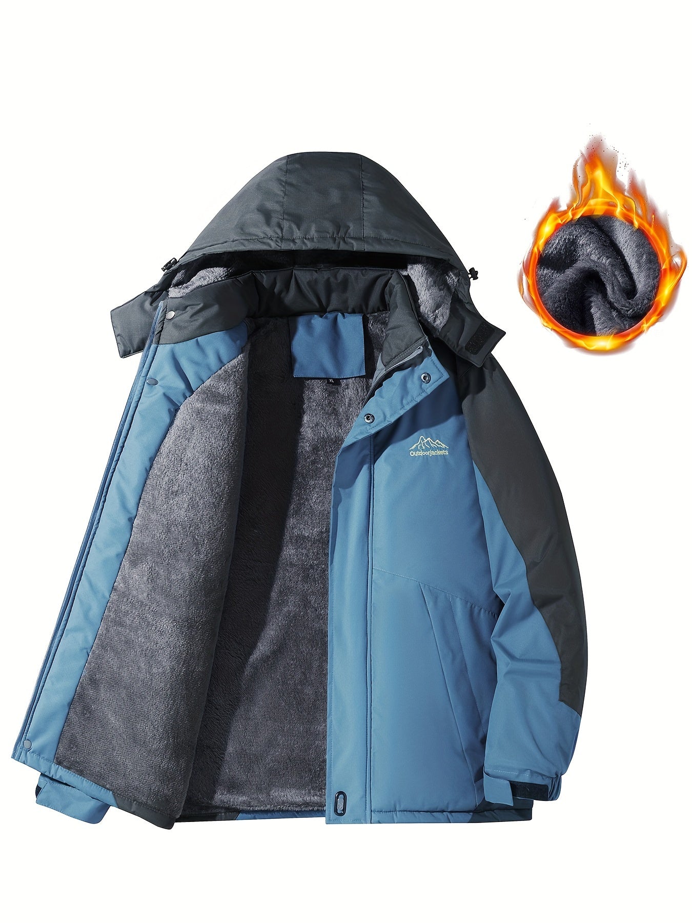 Men'S Outdoor Storm Jacket | Warm, Breathable, Thick Pile, Stand Collar, Regular Fit, Blue Color, Casual Style, Zipper Detail, Suitable for Spring, Autumn, Winter NovaCart