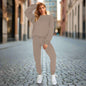 👚 Women's Solid Color Round Neck Pullover Sweatshirt & Pants Set FitiqueFit