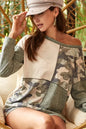 Women’s Color Block Camo T-Shirt – Casual Round Neck with Out Stitching FitiqueFit