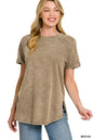 Zenana French Terry Washed Curved Hem Top New Era Fashion LLc