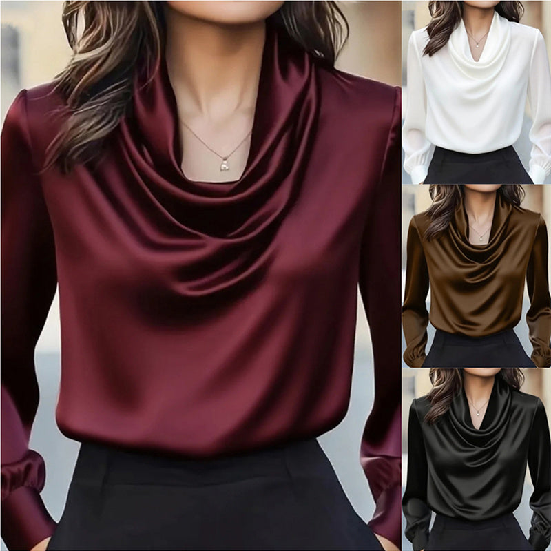 Women's Elegant Draped Neck Blouse FitiqueFit