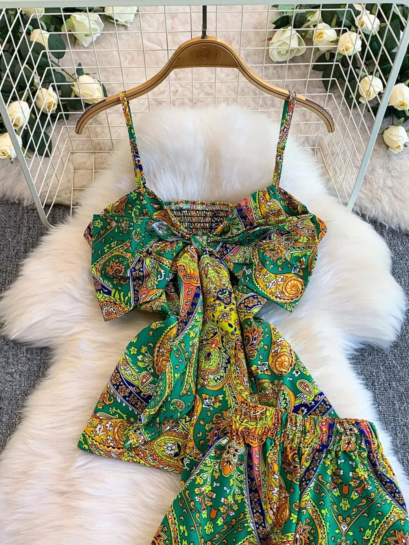 Printed Cami and Wide Leg Pants Set New Era Fashion LLc