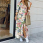Women's Lapel-Collar Long Shirt Dress – Floral Print Midi Relaxed Fit FitiqueFit
