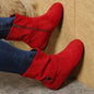 1.18inch Inner Height Increase Women's Short Boots with Flat Sole, Buckle Closure, Comfortable, Warm, and Lightweight, Women Shoes NovaCart