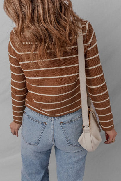 Stripe Tie-Front V-Neck Cardigan Sweater Shop Style & More | Fresh Looks, Everyday Deals & Free Shipping