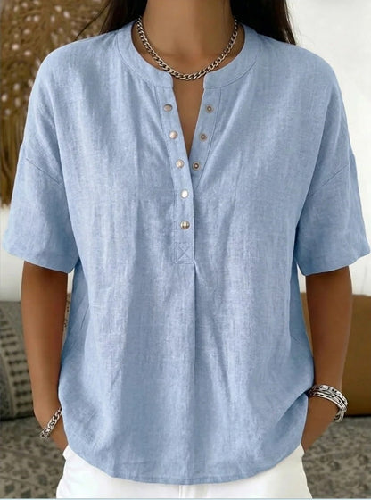 Women's Solid Color Loose-Fit Short-Sleeve Pullover Top FitiqueFit