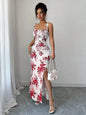 Printed Tie Strap Slit Maxi Dress New Era Fashion LLc