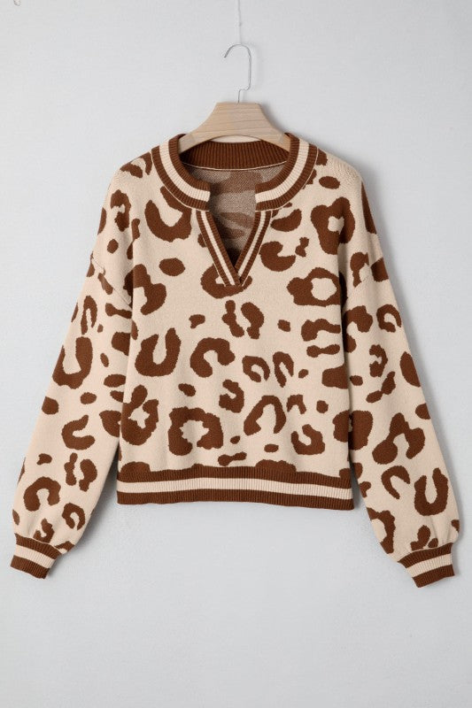 Leopard Knit V-Neck Sweater Shop Style & More | Fresh Looks, Everyday Deals & Free Shipping