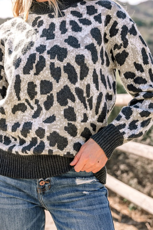 Leopard Contrast Trim Drop Shoulder Sweater Shop Style & More | Fresh Looks, Everyday Deals & Free Shipping
