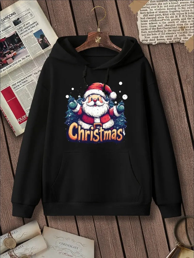 Kawaii Santa Hoodie – Women’s Graffiti Christmas Sweatshirt FitiqueFit