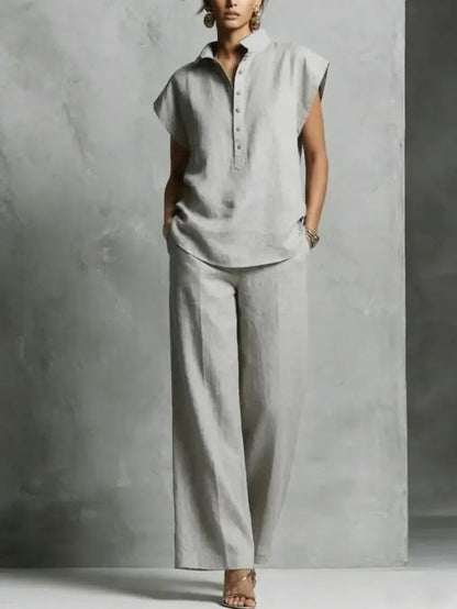 Women's Casual Sleeveless Top & Full-Length Pants Two-Piece Set FitiqueFit