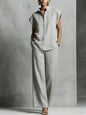 Women's Casual Sleeveless Top & Full-Length Pants Two-Piece Set FitiqueFit
