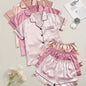[Three Suits] Multicolor Variety of Short-sleeved Shorts Solid Color Imitation Y Satin PJ Set Women's Two-piece Suit NovaCart