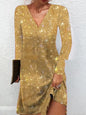 Elegant Sequined V-neck Dress