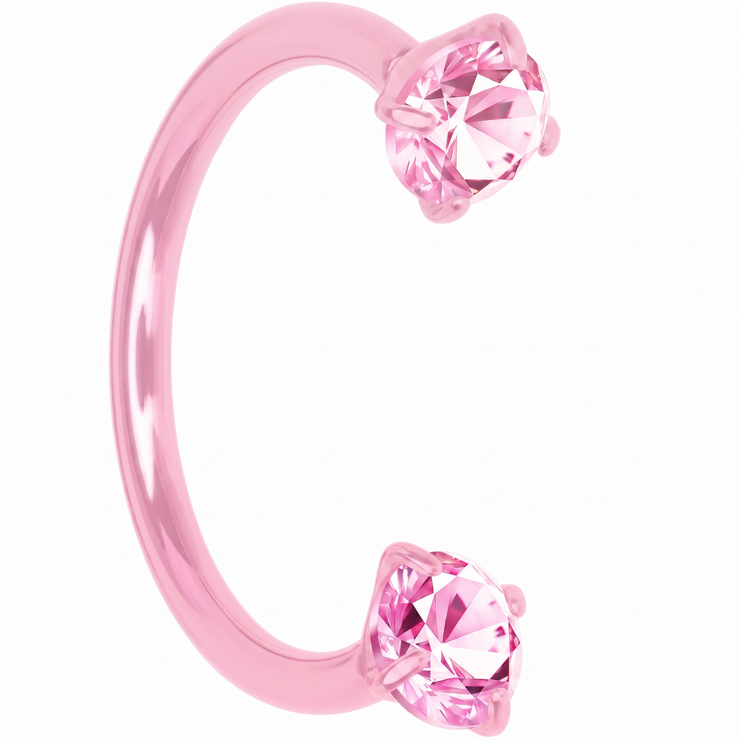 Pink Double Gem Horseshoe Nose Ring - Solid Titanium Anodized BodyCandy