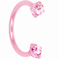 Pink Double Gem Horseshoe Nose Ring - Solid Titanium Anodized BodyCandy