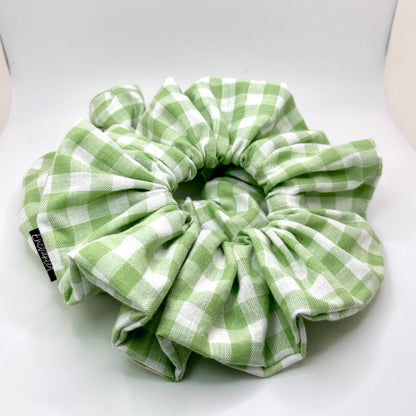 Light Green Gingham Spring Scrunchie Enchanted Scrunch