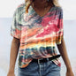 Women's Spring Glitzy V-Neck Short Sleeved Marble Print Top Country in My Heart