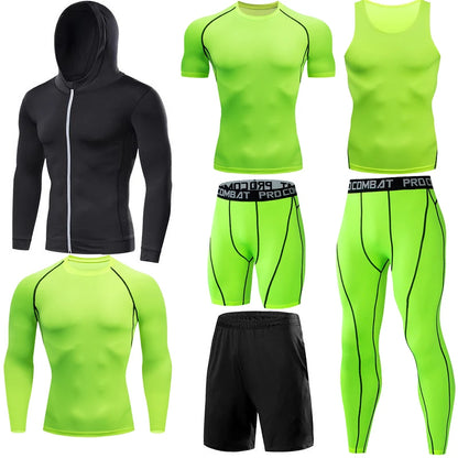 Compression 7 Pieces Sets High Quality Men Quick Dry  Polyester Sports Track Suit Training Sportswear Sports Suit NovaCart