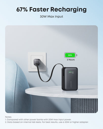 Anker Nano Power Bank (10K, 45W, Built-In Retractable USB-C Cable) Anker